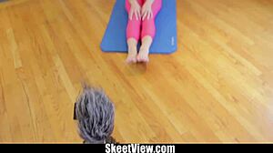 hey join me for a steamy yoga stretch session with joseline kelly cfnm style