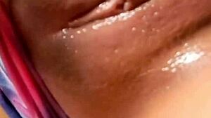 Naughty latina babe worships huge ass masturbating wet pussy solo