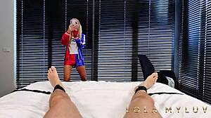 Stepbrother, you're tied up now - time for Lola Myluv to ride your huge cock hard!