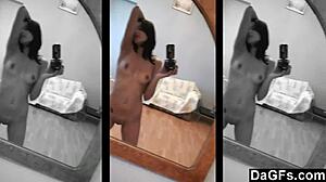 wanna grope my shaved teen tits in the mirror?