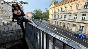 strangers catch milf housewife flashing wet pussy on street train toilet in crazy public compilation?