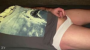 Pissing floods over tiny cock and gaping jaws in extreme action