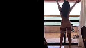 gostosa casada shows off fat ass in lingerie for voyeur hubby