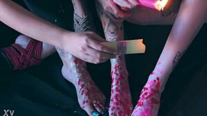 these kinky feet get so turned on from barefoot tickling lickin n choking games...