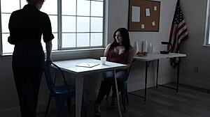 hairy redhead detective's pussy devoured by stripping brunette 😈👅 keira croft izzabella robbins