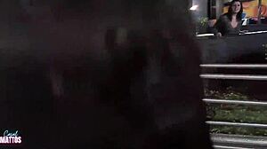 Bisexual Amateurs Eat Natural Tits And Pussy At Outdoor Fast Food Public Spot