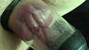 chubby babe's swollen pussy lips drip for monster cock pump