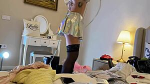 Behind the scenes big tits raver sneaks amateur hj to porn director