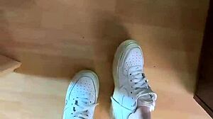 socks fetish teen wakes up early showing off her pretty feet collection