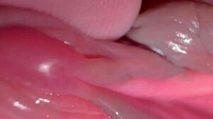 close view of amateur wife's shaved pink pussy 275 days post virginity loss