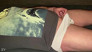 Pissing floods over tiny cock and gaping jaws in extreme action