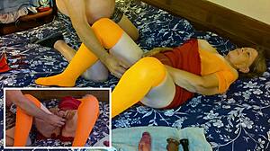 granny carmen as velma dinkley SUCKS cock then fucks creampie slut