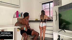 while my wife was out the maid jumped on my bbc bareback creampie squirting