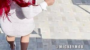 big booty santana red drops to knees for outdoor blowjob on huge cock