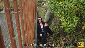 Texas Patti Sucks Homeless Cocks Behind Fence Cheating on Husband Facial Cumshot