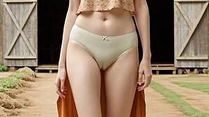 lingerie models strutting barefoot around the sexy ranch in panties 🐄👠