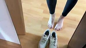 socks fetish teen wakes up early showing off her pretty feet collection
