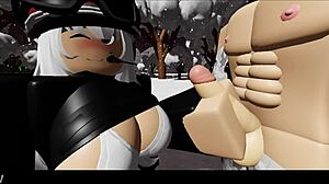 Blonde Hottie Delivers Intense Blowjob and Missionary in Snowy Forest