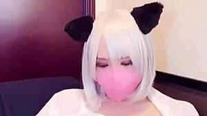 【個撮】this cute masked asian ladyboy crossdresses while masturbating on cam so hot! 🔥👗💦