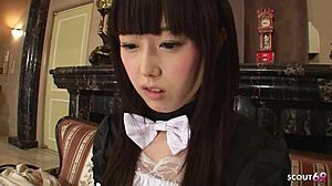 japanese petite teen sucks big dick co-worker on first holiday job!