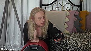 granny's prolapsed pussy wrecked hard by massive dildo machine outdoors