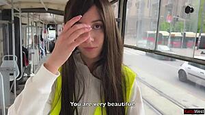 bus conductor ditches job bends skinny stranger over for rough public doggystyle creampie