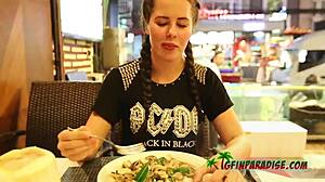 Delicious Teen's Perfect Ass Bent Over For Doggystyle Food Fun!