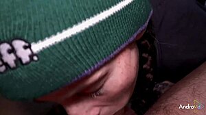 smoker redhead chick deepthroats big cock with sloppy blowjob