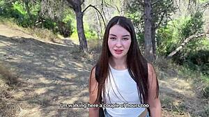 Lost In Woods Petite Brunette Begs For Creampie In Her Tight Pussy Passage