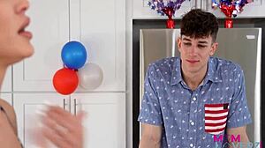 cheating stepmommy rips clothes for stepson's hot cum stripes