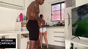 while my wife was out the maid jumped on my bbc bareback creampie squirting