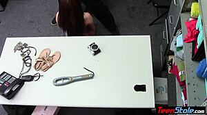 Curvy teen shoplifter doggystyle fucks officer