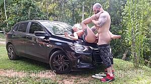 Bent Over Brazilian Babe Smokes Then Deepthroats In Forest Pissing Fuck!