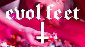 femdom spits food gagging feet messy closeup domination