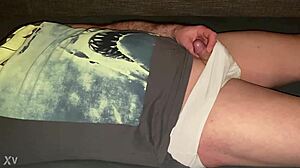 Pissing floods over tiny cock and gaping jaws in extreme action