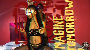 Two skinny small tits teens lingerie play leads to big black cocks hardcore 4some doggystyle