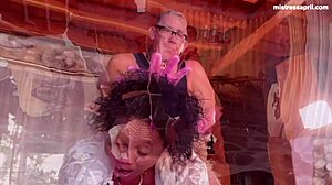 mistress april sneaks her slaves into secret bisexual domination play