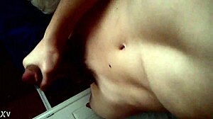 the horny teen boy rubs his thick cock slowly building tension