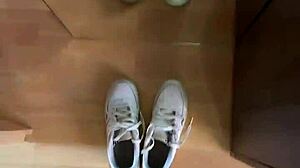 socks fetish teen wakes up early showing off her pretty feet collection