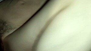 Girlfriend's hairy tight pussy takes my cum deep pov with semen on buttocks