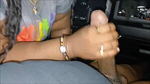 Throat goat slurps young stud's bbc sloppy in truck till tongue cumshot