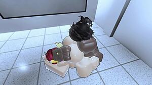 Two dominant bitches grind big asses on my monster cock in roblox condo game