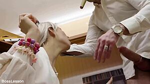 i stretched my skinny secratary's all holes with huge cock so rough