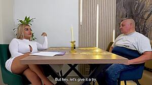 Blonde begs nerd tutor to wreck her tight wet pussy for grades.