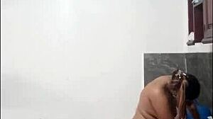 cute latina cooks naked in kitchen showing curvy ass and huge tits