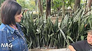 Jade Mercury flashes tits outdoors teases stranger near subway for raw public fuck