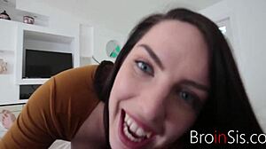 step brother shoves cock deep in sisters whore mouth raven reign rides it