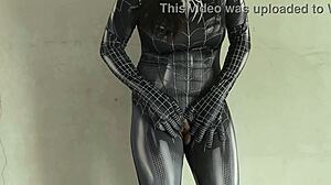 doesn't this asian spiderman cosplay slut look hot fingering her fat tits and ass?