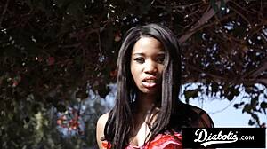 Gorgeous Ebony Babe Deepthroats Then Rides Monster Black Cock Sideways