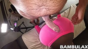 Beautiful ebony couple homemade doggystyle pounding ends in deep creampie pov